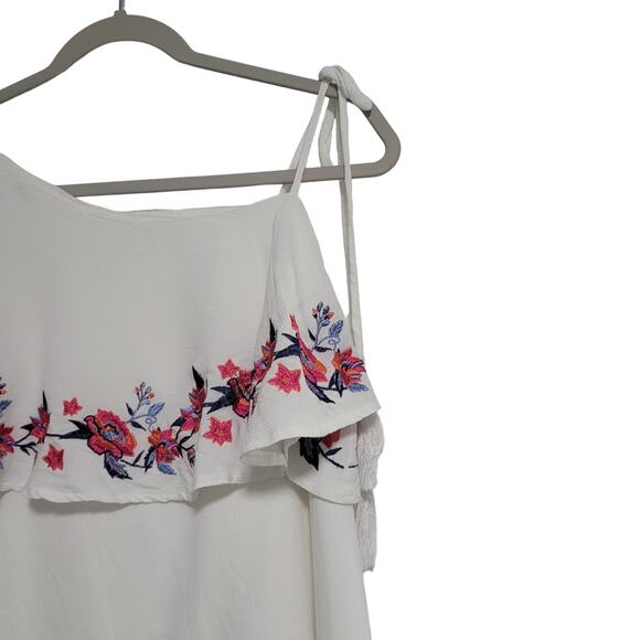 Miami White Floral Dress Sleeveless Tie Spaghetti Strap Mini Dress Size Small - Picture 6 of 8